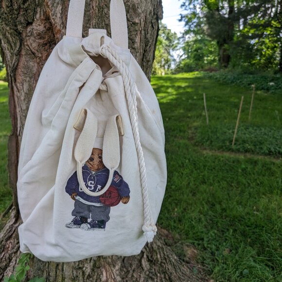 Beige Ralph Lauren Teddy Bag Basketball Vintage 90s main image 9